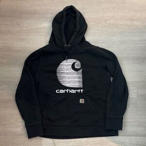 Carhartt Black Hoodie with White Striped Logo